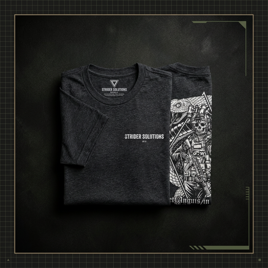 Strider Solutions Latet Anguis in Herba tee in charcoal — front view