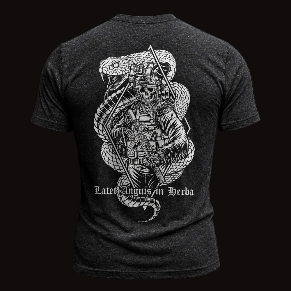 Strider Solutions Latet Anguis in Herba tee — design detail